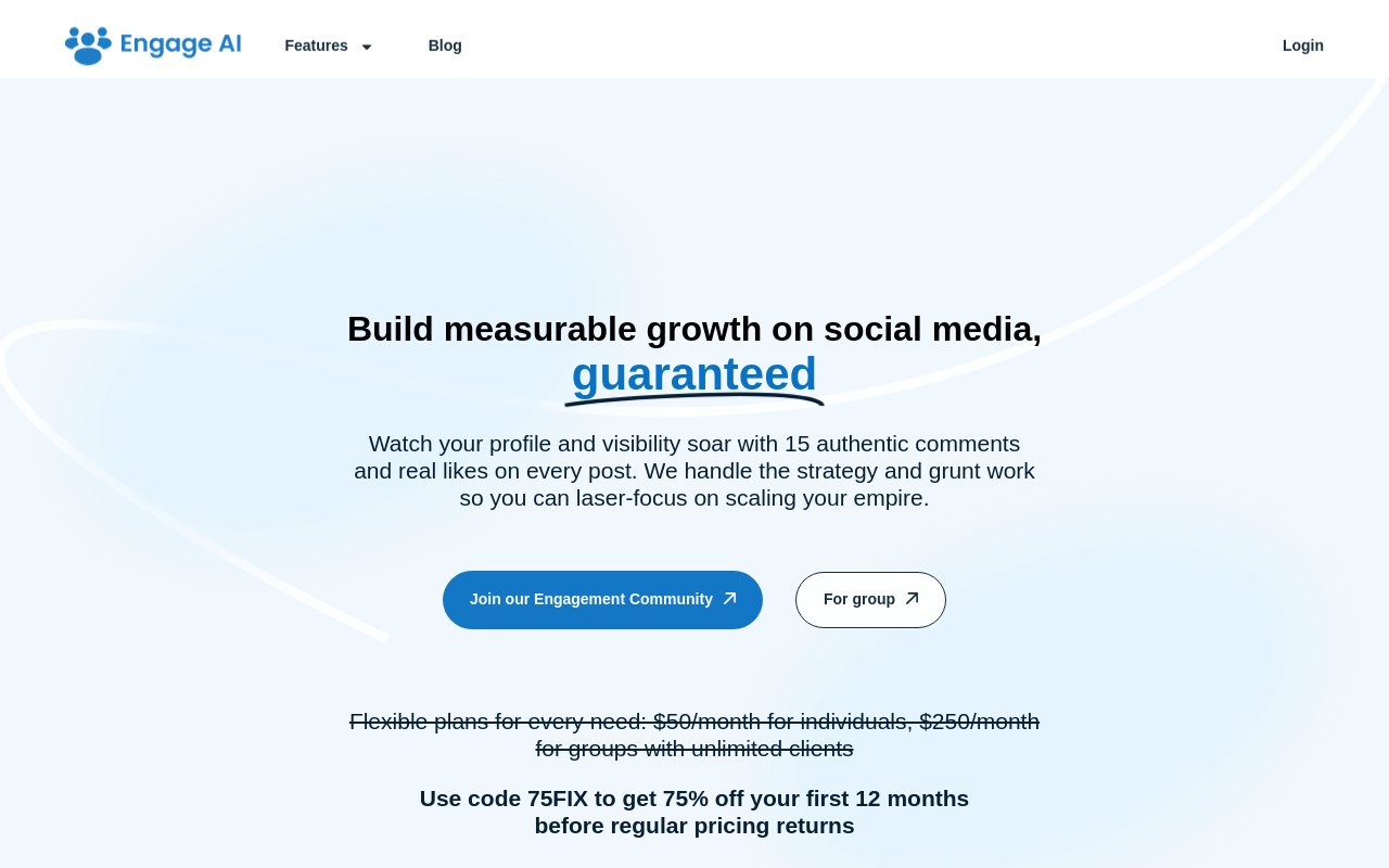 EngageAI homepage for AI-generated LinkedIn® comments